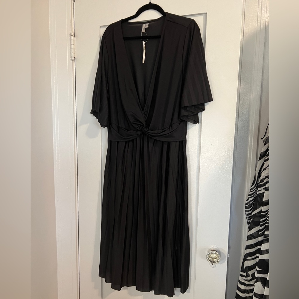 ASOS Curve Black Midi Dress with Knot Front